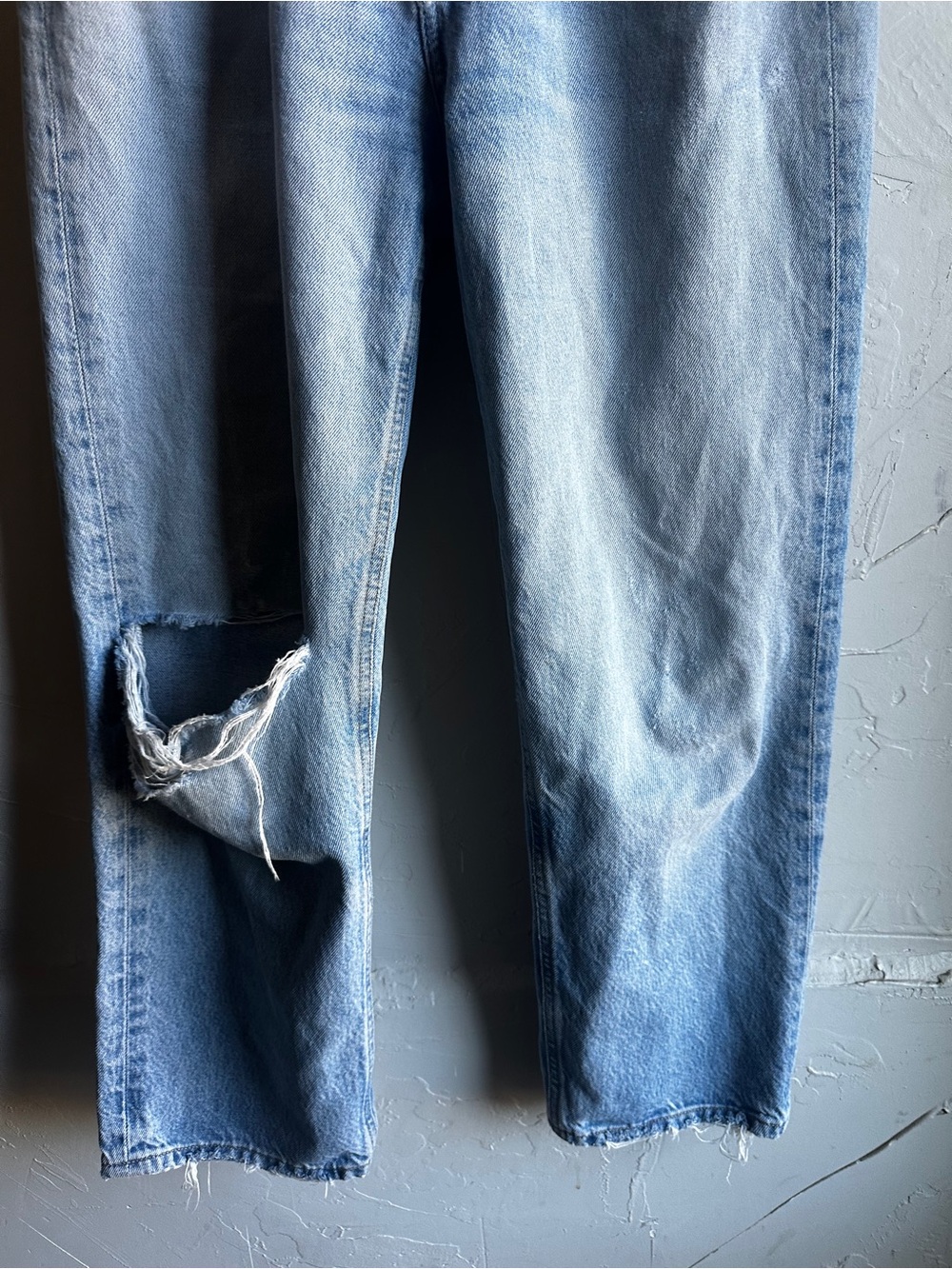 AGOLDE 90s Crop Distressed Jeans 27 Vintage Wash Straight Leg Denim - Picture 10 of 13